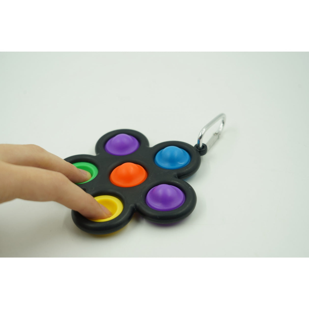 Jucarie Push Pop Bubble Fidget, Pop It, breloc antistres, Floare, Multicolor/Negru - vivimall.ro