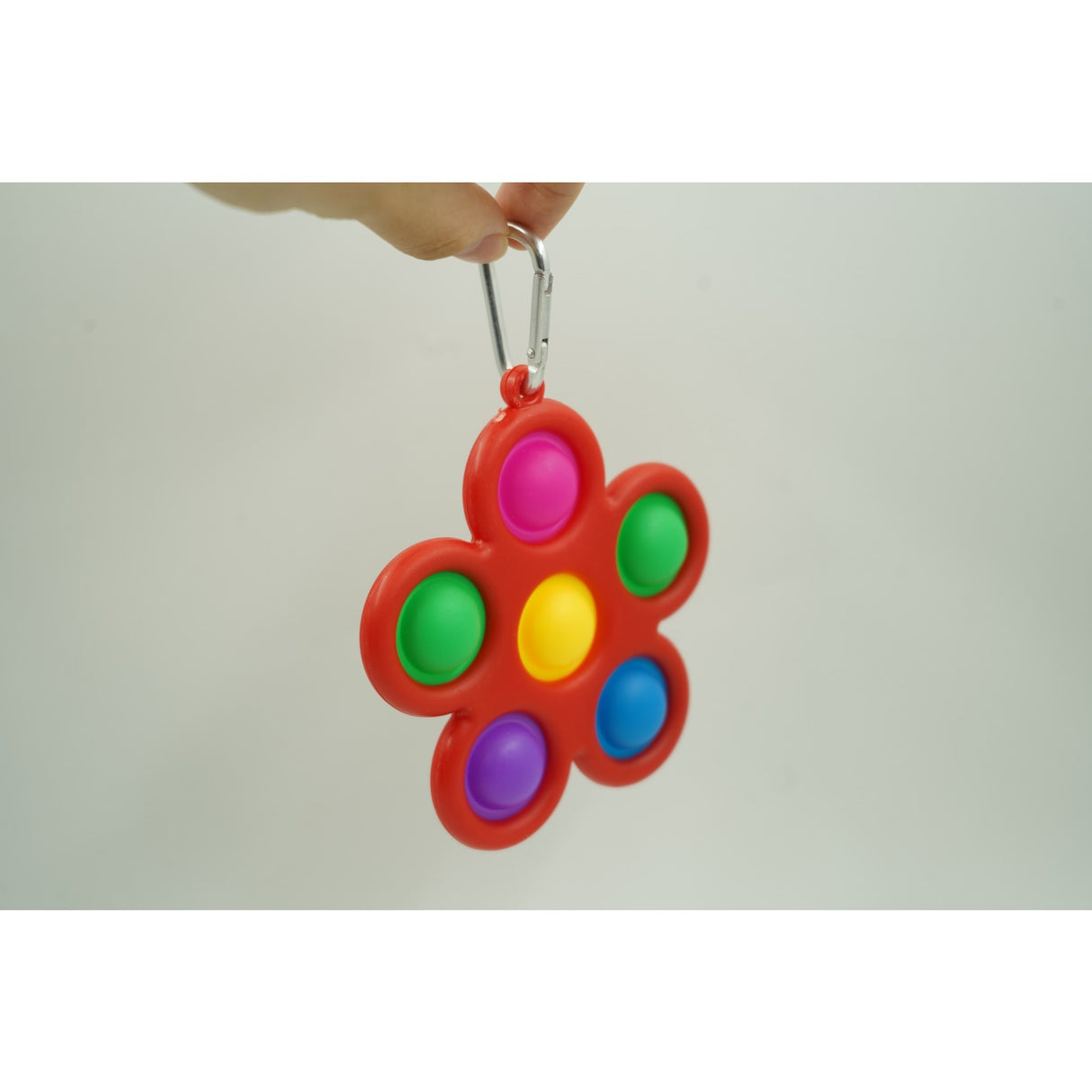 Jucarie Push Pop Bubble Fidget, Pop It, Breloc Antistres, Floare, Multicolor/Rosu - vivimall.ro
