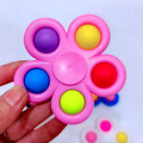 Jucarie Push Pop Bubble Fidget, Pop It, Breloc Antistres, Floare, /Roz
