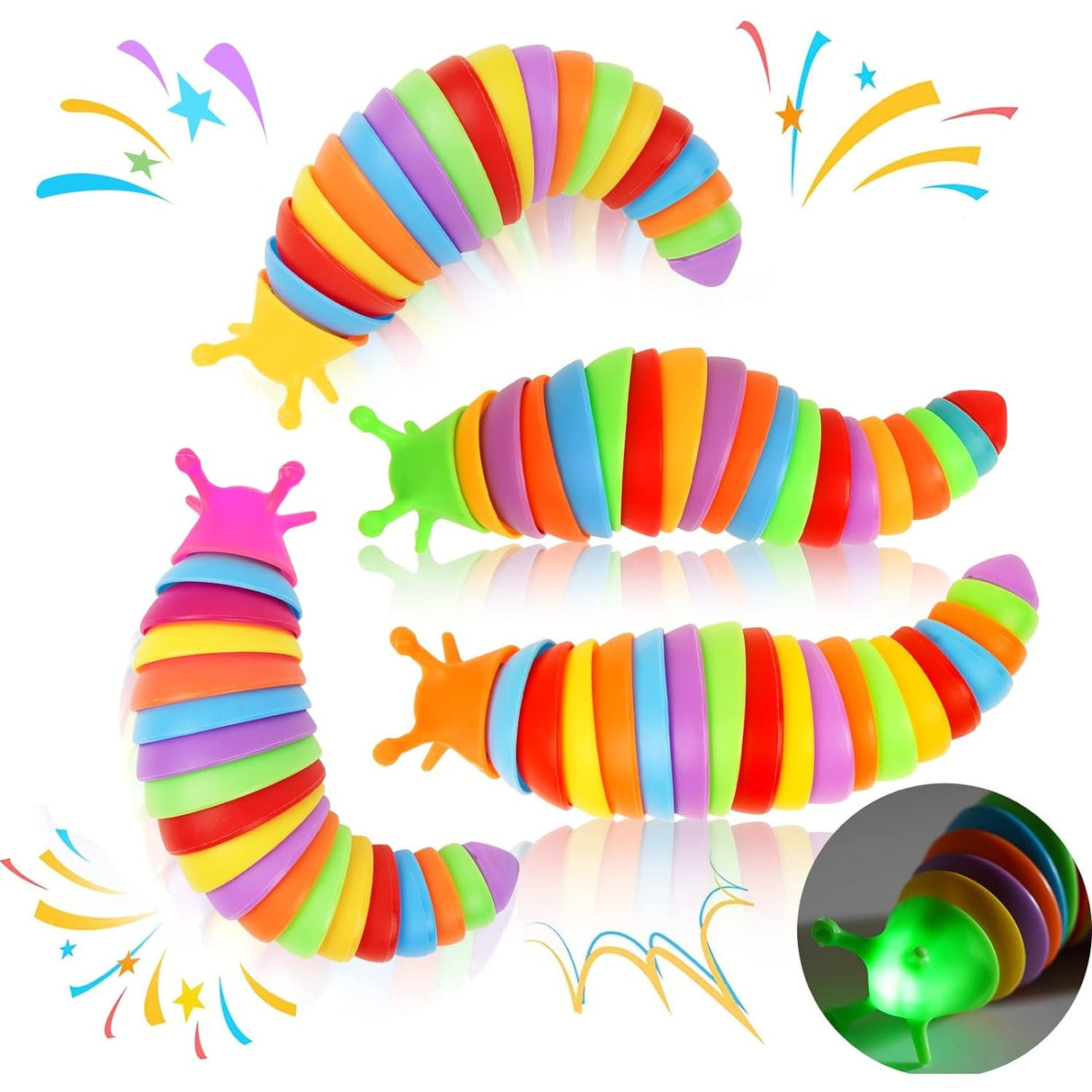 Jucarie Senzoriala Antistres, Fidget Toys, Omida Curcubeu, 18.6 Cm, Functie De Luminat, +3 Ani, Multicolor - vivimall.ro