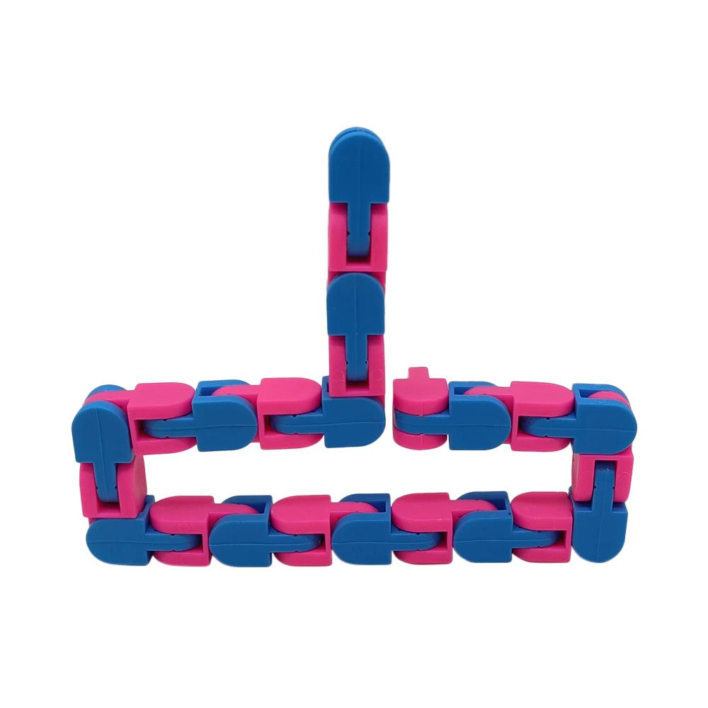 Jucarie Senzoriala Antistres, Fidget Toys, Puzzle De Imbinat Tip Sarpe, 24 Piese, +3 Ani, Albastru/Roz - vivimall.ro
