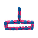 Jucarie Senzoriala Antistres, Fidget Toys, Puzzle De Imbinat Tip Sarpe, 24 Piese, +3 Ani, Albastru/Roz - vivimall.ro
