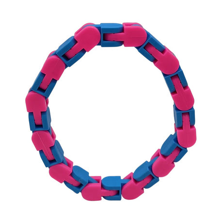 Jucarie Senzoriala Antistres, Fidget Toys, Puzzle De Imbinat Tip Sarpe, 24 Piese, +3 Ani, Albastru/Roz - vivimall.ro