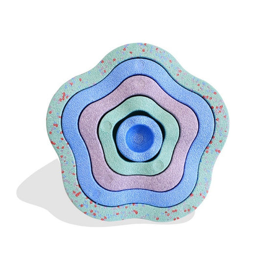 Jucarie Senzoriala de Echilibru, Vivimall, Tip Stepping Stones, 5 Piese, din Spuma, pentru Miscare, Sarituri, Prindere, Diametru 28 cm, Model 4, Multicolor - vivimall.ro