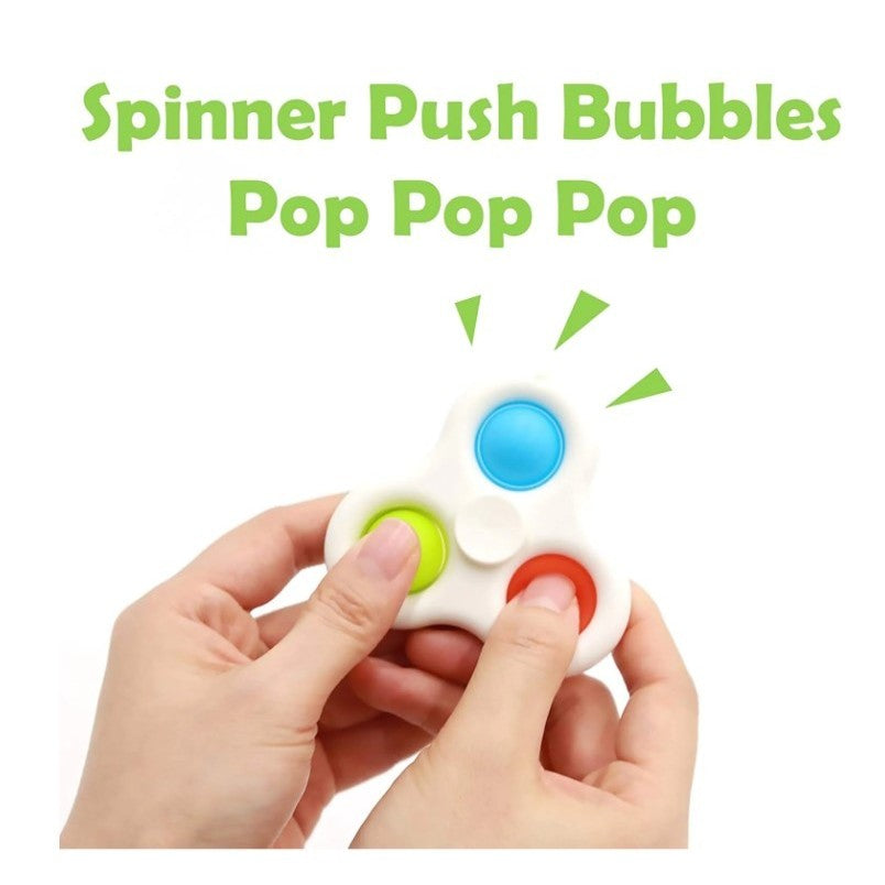 Jucarie senzoriala spinner Flippy- Fidget Toy, Simple Dimple, 7 cm, Alb/Multicolor - vivimall.ro