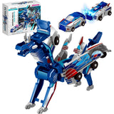 Jucarie Transformabila 2in1, Flippy, Silver Wing Flying Dragon, Masina/Dragon, Atractie Magnetica, +6 Ani, din ABS, Albastru - vivimall.ro