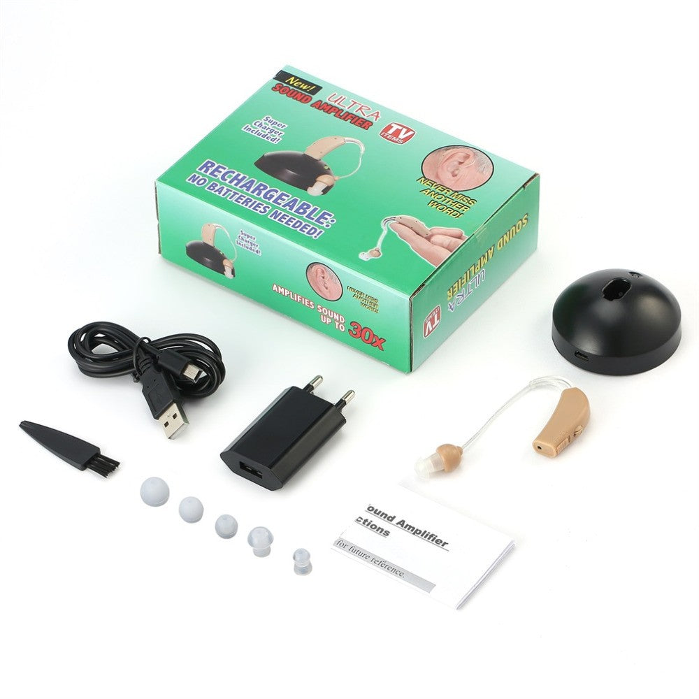 Aparat Auditiv Bte Reincarcabil, Jz-1088F, Aparat Auditiv Auxiliar Cu Statie De Incarcare, In Ear, Amplificator De Sunet, Din Abs Silicon - vivimall.ro