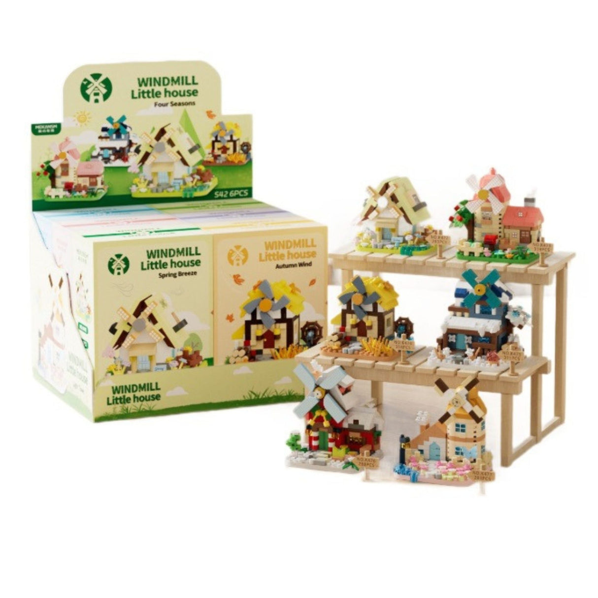 Model finalizat Flippy Moară de Vânt 11,5 x 8 x 4,5 cm, piesă decorativă 3D din micro-cărămizi