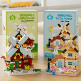 Set de Constructie, Flippy, Model Miniatura Moara de Vant, Jucarie Educativa STEM, Model 3D, Micro-Caramizi, 283 piese, +6 Ani, cm, 11.5 x 8 x 4.5 cm, Albastru