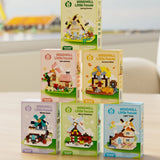 Set de Constructie, Flippy, Model Miniatura Moara de Vant, Jucarie Educativa STEM, Model 3D, Micro-Caramizi, 283 piese, +6 Ani, cm, 11.5 x 8 x 4.5 cm, Albastru