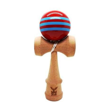 Kendama Ball Originala Stripe Bleu Lemn Fag Rosu - vivimall.ro
