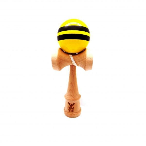 Kendama Ball Originala Stripe Negru Lemn Fag Galben - vivimall.ro