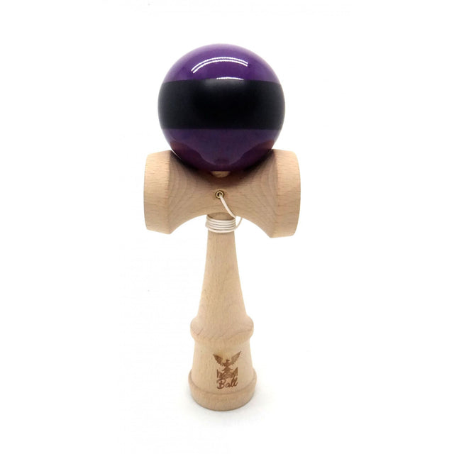 Kendama Ball Originala Stripe Negru Lemn Fag Mov - vivimall.ro