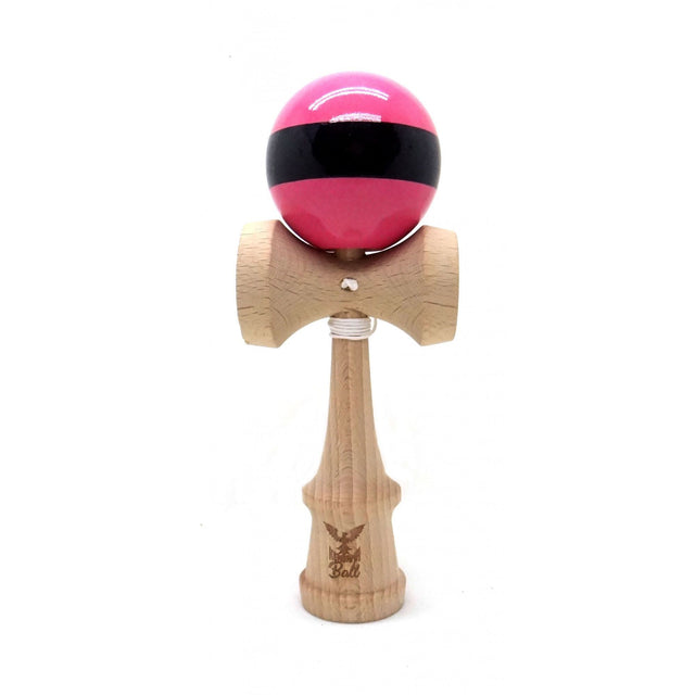 Kendama Ball Originala Stripe Negru Lemn Fag Roz 1 - vivimall.ro