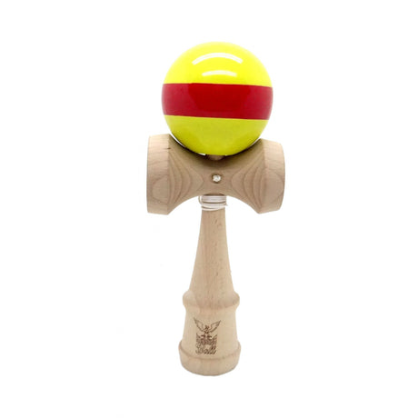 Kendama Ball Originala Stripe Rosu Lemn Fag Galben - vivimall.ro