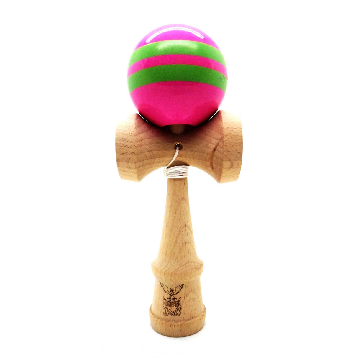 Kendama Ball Originala Stripe Verde Lemn Fag Roz - vivimall.ro