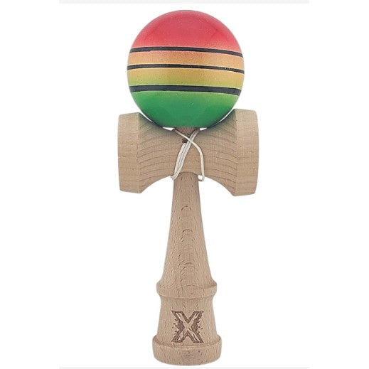 Kendama Originala X - Chicanos, Super Sticky, V3 King Size Cup, Gaura in Baza, Profesionala, Vivimall -Big cup  -, din Lemn, 18 cm, Gradient Rosu/Galben/Verde - vivimall.ro