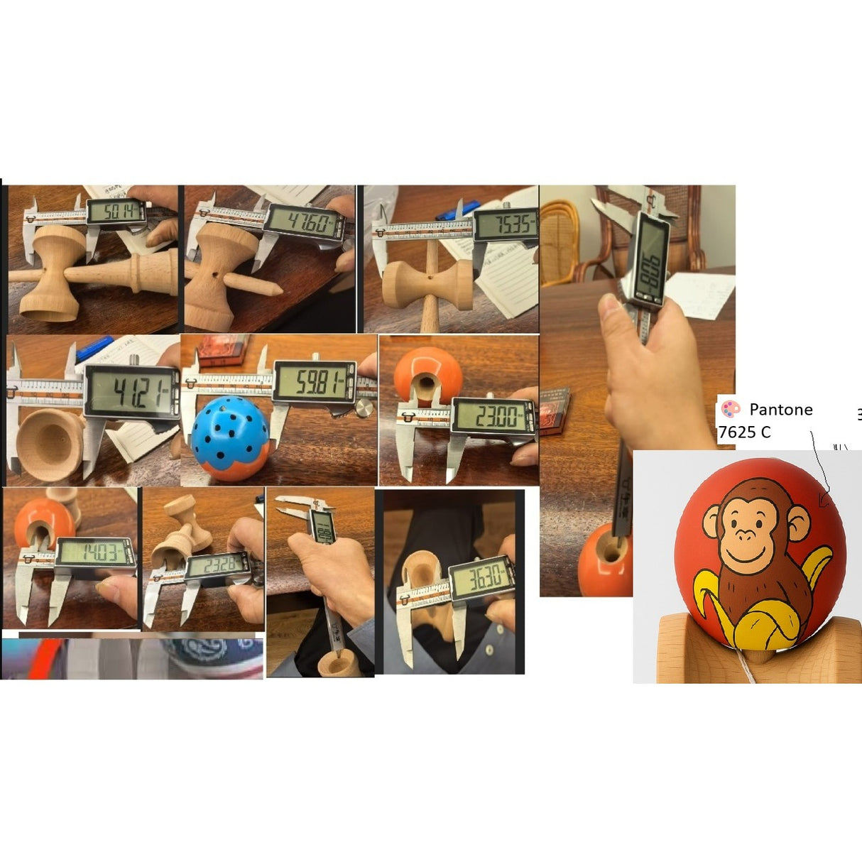 Kendama X Originala, Profesionala, Flippy, Brown Monkey Super Sticky cu Cupe Mari V3, King Size Cups, Rulment Metalic si Gaura in Baza, din Lemn 18 cm, Ata 55 cm, Rosu/Portocaliu - vivimall.ro