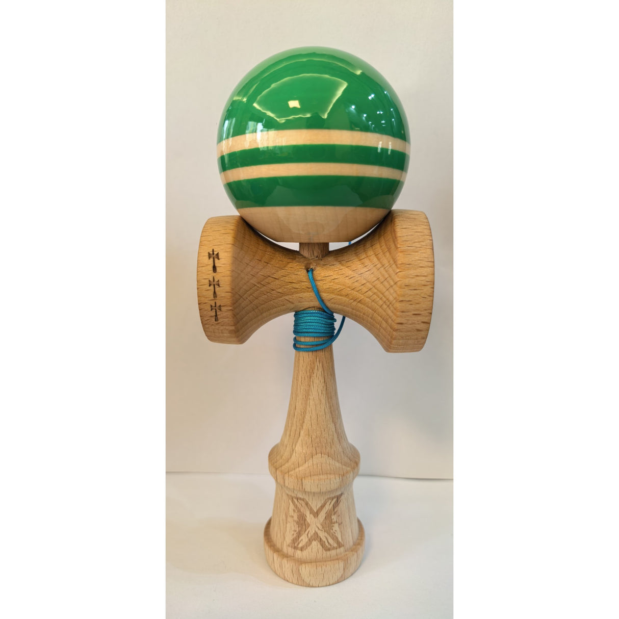 Kendama Originala X - RAINBOW , Profesionala, Flippy, din Lemn, 18 cm, Verde -largel balls+large handle  +Original Super Sticky - vivimall.ro