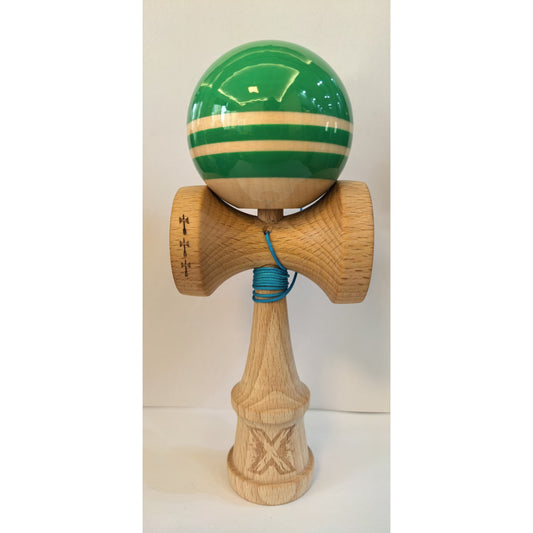 Kendama Originala X - RAINBOW , Profesionala, Flippy, din Lemn, 18 cm, Verde -largel balls+large handle  +Original Super Sticky - vivimall.ro