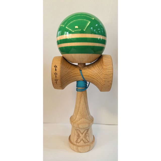 Kendama Originala X - RAINBOW , Profesionala, Flippy, din Lemn, 18 cm, Verde -largel balls+large handle  +Original Super Sticky - vivimall.ro