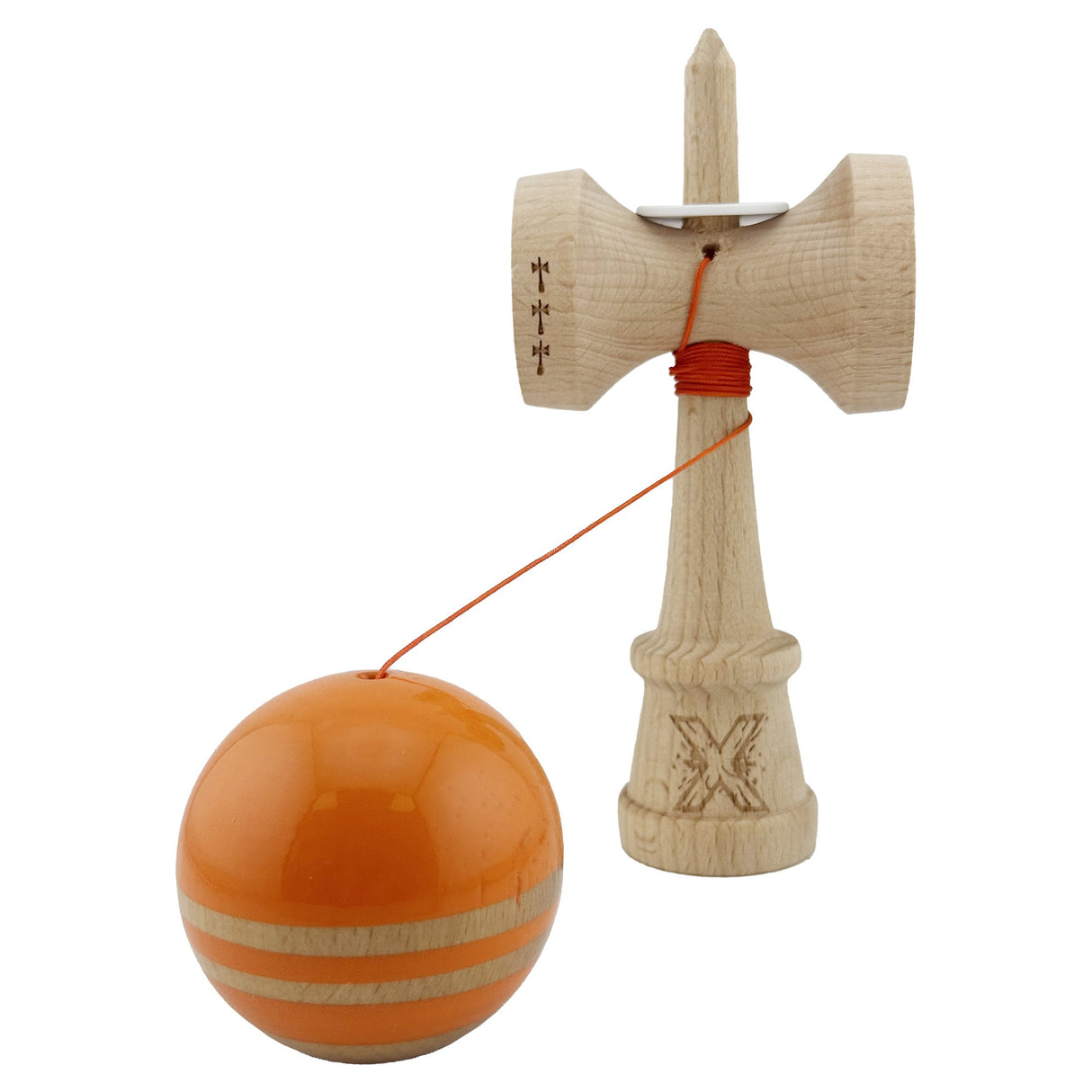 Kendama Originala X - Rainbow, Super Sticky, V3 King Size Cup, Gaura in Baza, Profesionala, Vivimall, din Lemn, 18 cm, Portocaliu