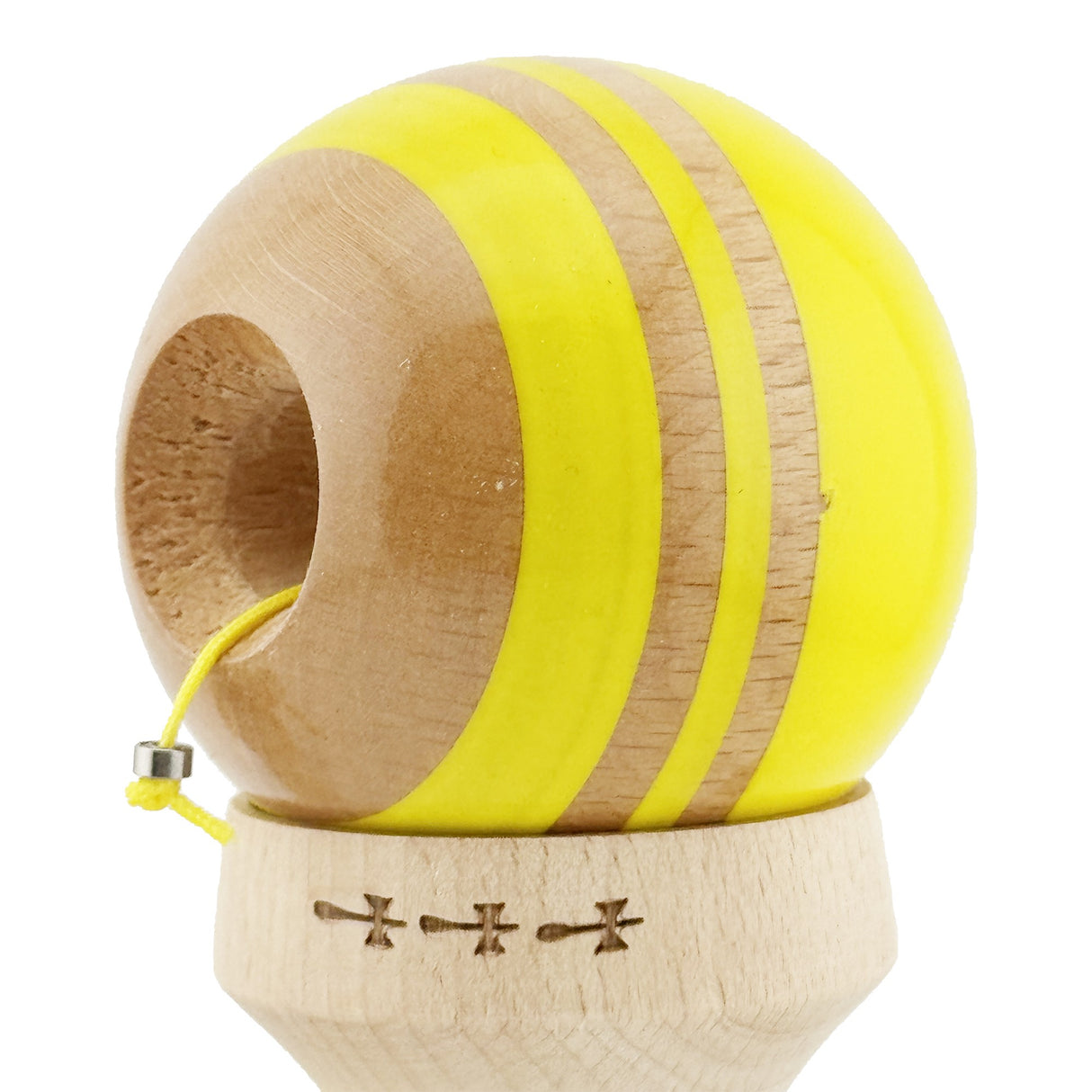 Kendama Originala X - Rainbow, Super Sticky, V3 King Size Cup, Gaura in Baza, Profesionala, Vivimall, din Lemn, 18 cm, Galben