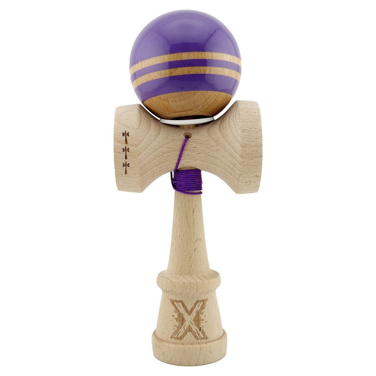 Kendama Originala X - Rainbow, Super Sticky, V3 King Size Cup, Gaura in Baza, Profesionala, Vivimall, din Lemn, 18 cm, Indigo