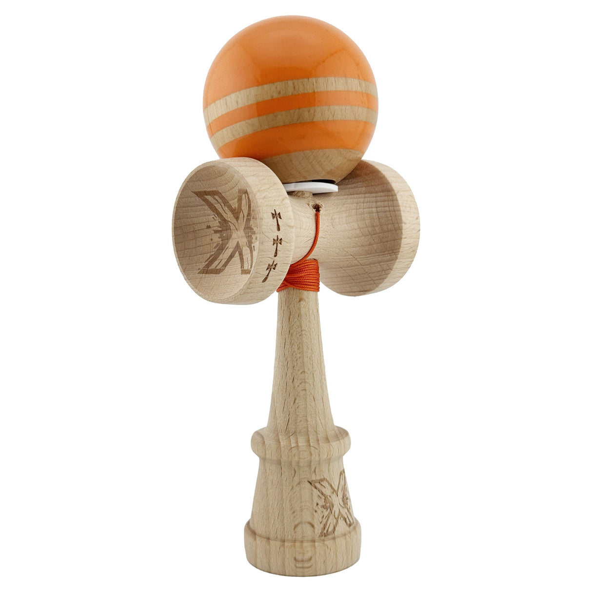 Kendama Originala X - Rainbow, Super Sticky, V3 King Size Cup, Gaura in Baza, Profesionala, Vivimall, din Lemn, 18 cm, Portocaliu