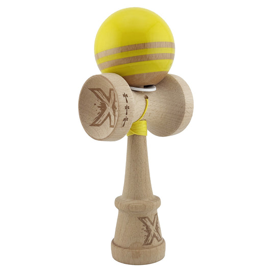Kendama Originala X - Rainbow, Super Sticky, V3 King Size Cup, Gaura in Baza, Profesionala, Vivimall, din Lemn, 18 cm, Galben - vivimall.ro