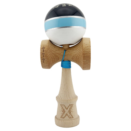 Kendama Originala X - ROYAL , Profesionala, Vivimall, din Lemn, 18 cm, Albastru-Gold - vivimall.ro