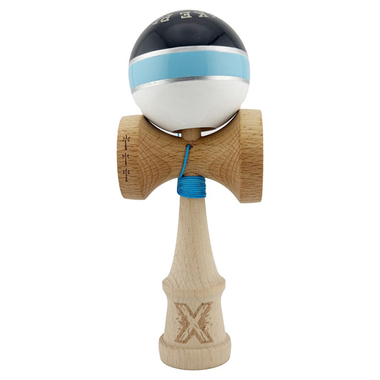 Kendama Originala X - ROYAL , Profesionala, Vivimall, din Lemn, 18 cm, Albastru-Gold