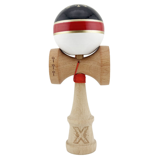 Kendama Originala X - ROYAL , Profesionala, Vivimall, din Lemn, 18 cm, Rosu-Gold