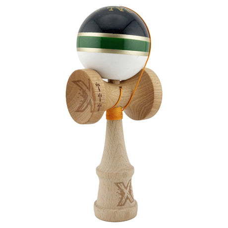 Kendama Originala X - ROYAL , Profesionala, Vivimall, din Lemn, 18 cm, Verde-Gold - vivimall.ro