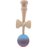 Kendama Profesionala, Flippy, din Lemn, 18 cm, Gradient Albastru deschis Mov Roz