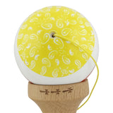 Kendama X CHICANOS Originala, Profesionala, Flippy, Big Cups V2, Super Sticky cu Cupe Mari, Rulment Metalic, din lemn 18 cm, Ata 55 cm, Auriu/Alb - vivimall.ro