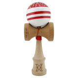 Kendama X CHICANOS Originala, Profesionala, Vivimall, Big Cups V2, Super Sticky cu Cupe Mari, Rulment Metalic, din lemn 18 cm, Ata 55 cm, Rosu/Alb - vivimall.ro
