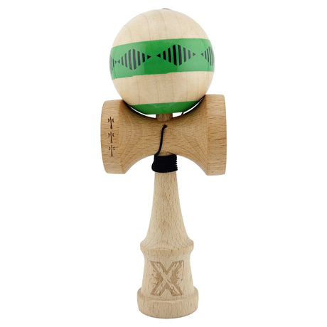 Kendama Originala X - FREQUENCY , Profesionala, Vivimall, din Lemn, 18 cm, Verde - vivimall.ro