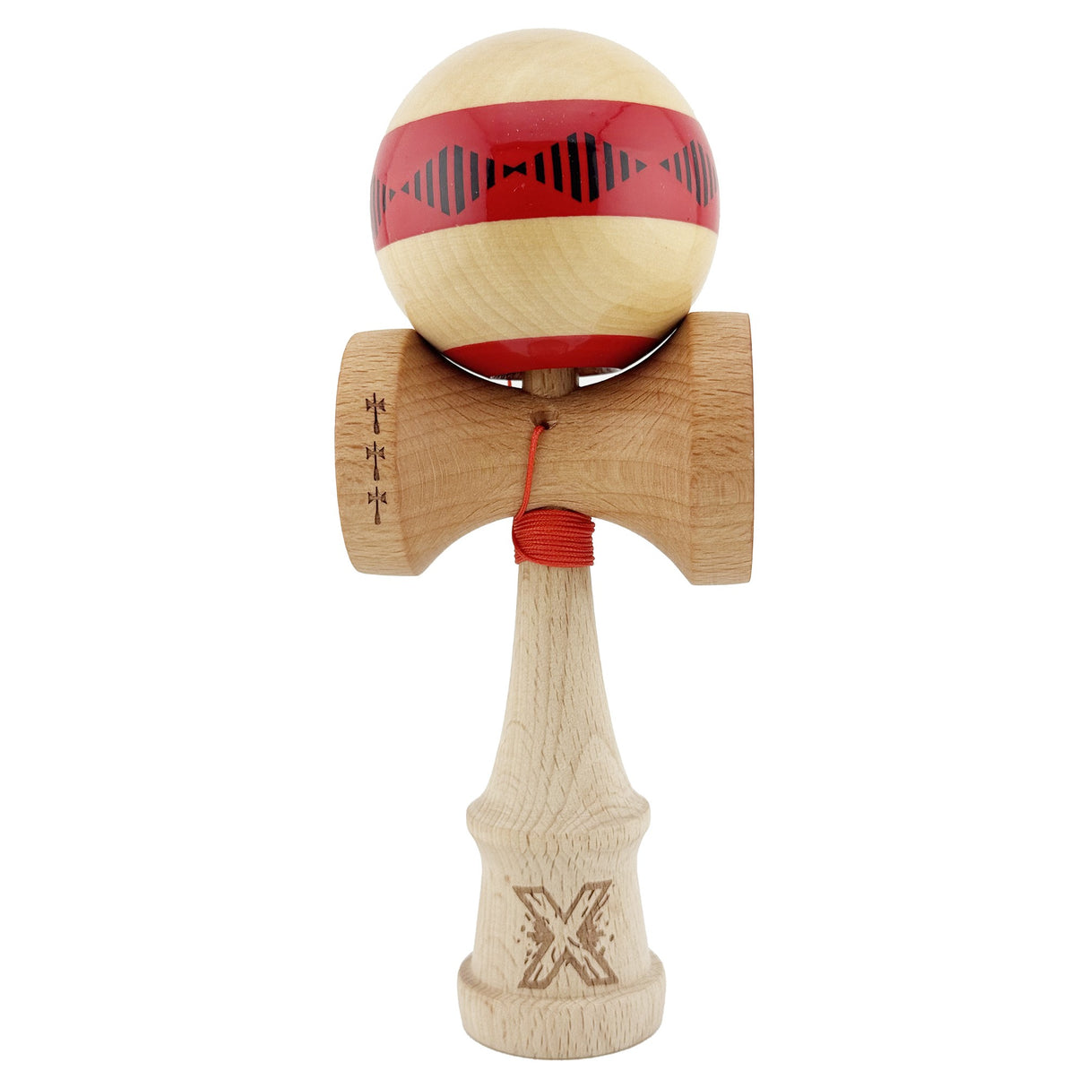 Kendama Originala X - FREQUENCY , Profesionala, Vivimall, din Lemn, 18 cm, Rosu - vivimall.ro