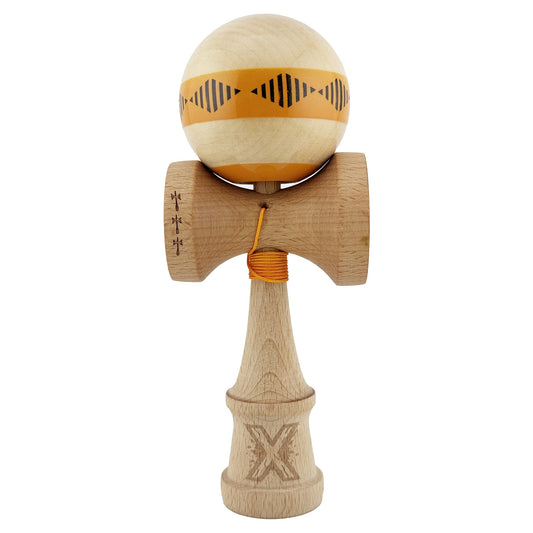 Kendama Originala X - FREQUENCY , Profesionala, Vivimall, din Lemn, 18 cm, Portocaliu