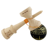 Kendama X Originala, Profesionala, Flippy, Legendary IMPERIAL, Super Sticky, Cupe Mari KING SIZE V3, Gaura in Baza, Rulment Metalic, din lemn 18 cm, Ata 62/65 cm, Negru/Auriu - vivimall.ro