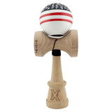Kendama X Originala CHICANOS, Profesionala, Vivimall, Cupe Mari KING SIZE V3, Super Sticky, Gaura in Baza, Rulment Metalic, din lemn 18 cm, Ata 55 cm, Negru/Alb - vivimall.ro