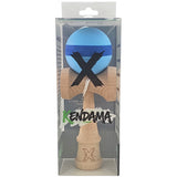 Kendama X Originala, Profesionala, Flippy, 18 cm din Lemn, Model cu Dunga, Bleu/Albastru