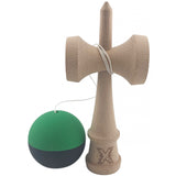 Kendama X Originala, Profesionala, Flippy, 18 cm, din Lemn, Verde/Negru