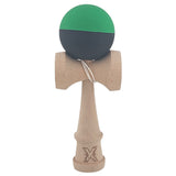 Kendama X Originala, Profesionala, Flippy, 18 cm, din Lemn, Verde/Negru
