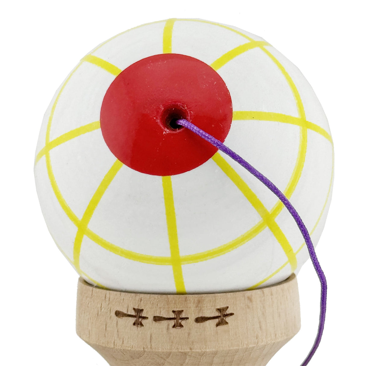 Kendama X Originala, Profesionala, Flippy, Big Cups V2, Model Glob Super Sticky Legendary Cupe Mari, Rulment Metalic cu Ata 55 cm, Alb/Galben/Rosu - vivimall.ro