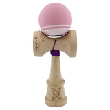 Kendama X Originala, Profesionala, Vivimall, Rubber Grip, Cupe Mari KING SIZE V3, Gaura in Baza, Rulment Metalic, din lemn 18 cm, Ata 55 cm, Bicolor Roz/Roz deschis - vivimall.ro