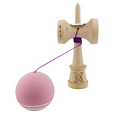 Kendama X Originala, Profesionala, Vivimall, Rubber Grip, Cupe Mari KING SIZE V3, Gaura in Baza, Rulment Metalic, din lemn 18 cm, Ata 55 cm, Bicolor Roz/Roz deschis - vivimall.ro