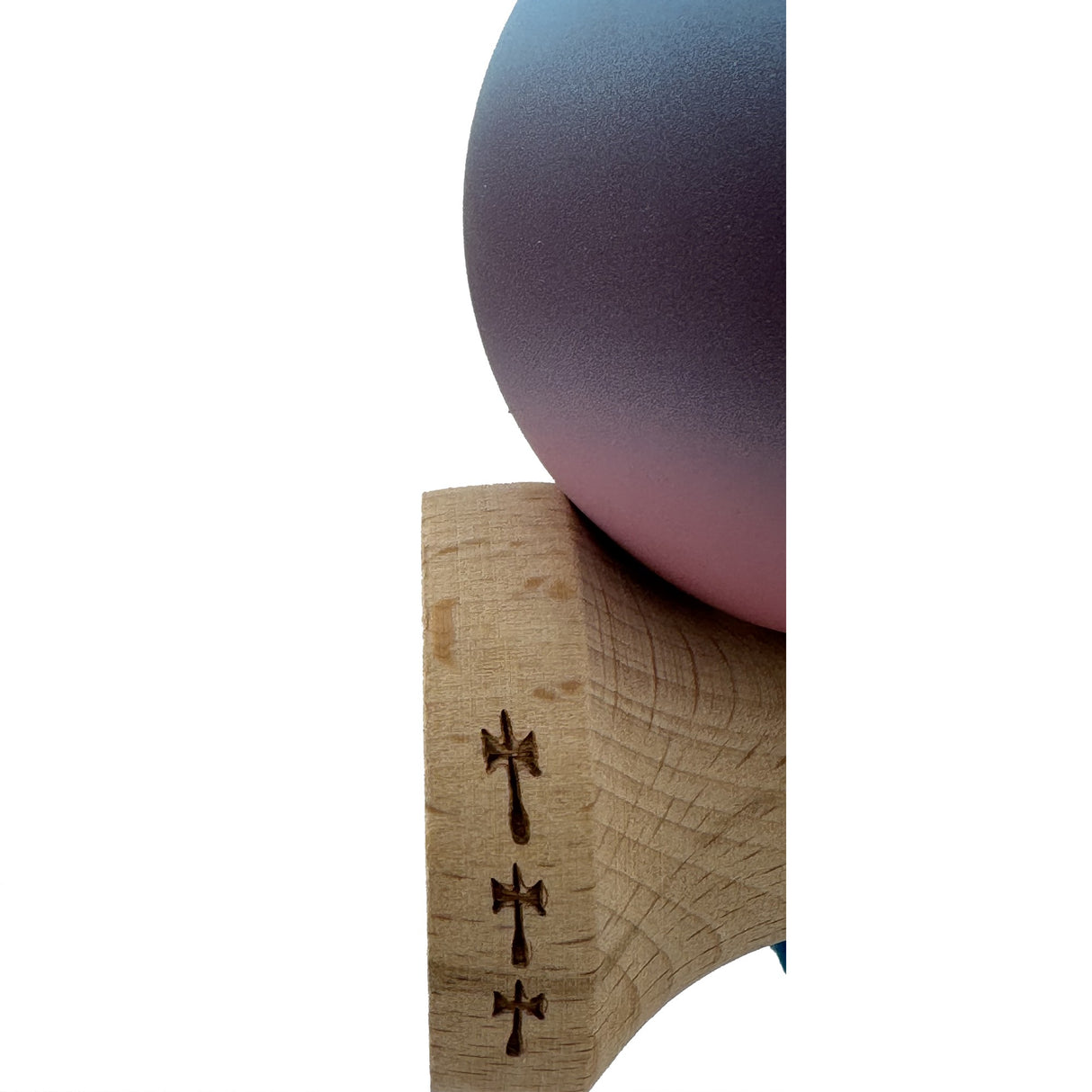 Kendama X Originala, Profesionala, Flippy, Big Cups V2, Rubber Grip cu Cupe Mari, Rulment Metalic cu Ata 55 cm,-Gradient Albastru/Mov/Roz - vivimall.ro