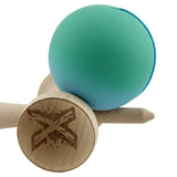 Kendama X Originala, Profesionala, Flippy, Big Cups V2, Rubber Grip cu Cupe Mari, Rulment Metalic cu Ata 55 cm,-Verde/Albastru - vivimall.ro